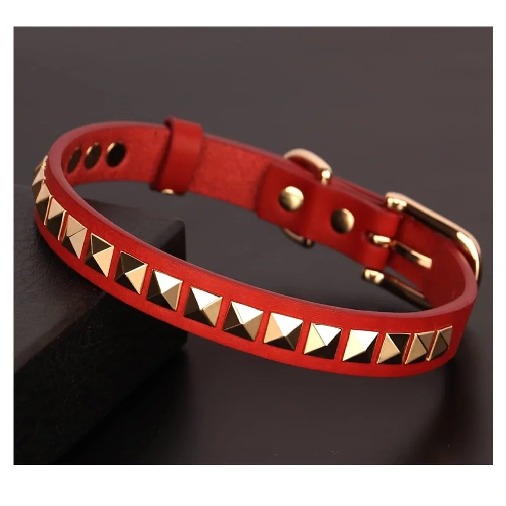 Leather studded dog collar